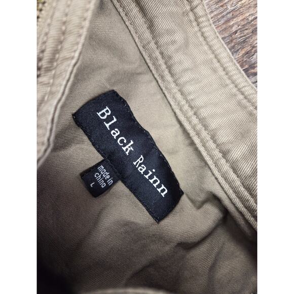 Black Rainn Green Denim Full Zip Mock Neck Jacket Knit Sleeves Large - Picture 4 of 8